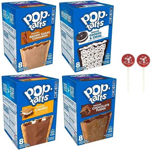 Pop Tarts - Tostadora de pastelería esmerilada, variedad de azúcar morena, canela, galletas y crema, Smores y dulce de chocolate, 13.5 onzas