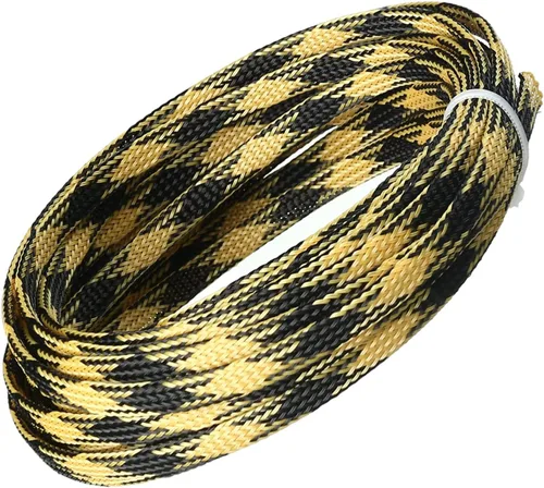 Miniatura 13 de Bettomshin Manga de gestión de cables negra y amarilla, 0.63 pulgadas de ancho, protector de cable PET ignífugo de 16.4 pies (16.4 ft)