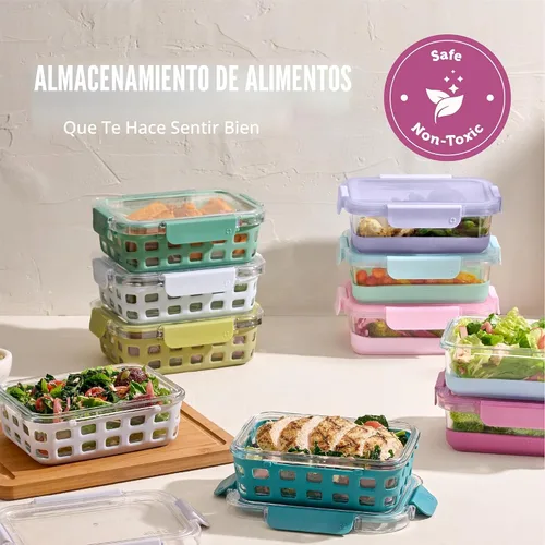 Miniatura 7 de Ello Duraglass - Juego de preparación de comidas de 3.4 tazas, 10 piezas, 5 paquetes - Juego de recipientes de vidrio para almacenamiento de Huerto
