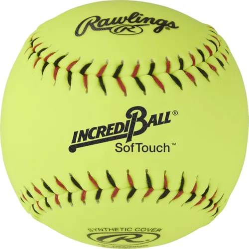 Miniatura 4 de Rawlings Pelotas de sóftbol Incredi-Ball amarillas Softstitch Opciones de 11" y 12" Opciones de cubierta de tela y cuero sintético 12