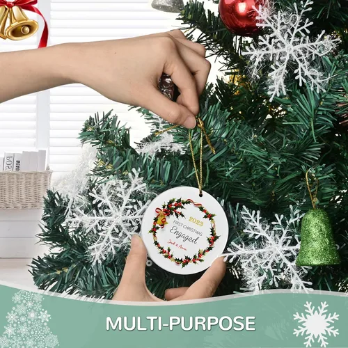 Miniatura 4 de Adorno personalizado para pareja comprometida 2024, primera Navidad para casados juntos comprometidos, adornos de Navidad personalizados, idea