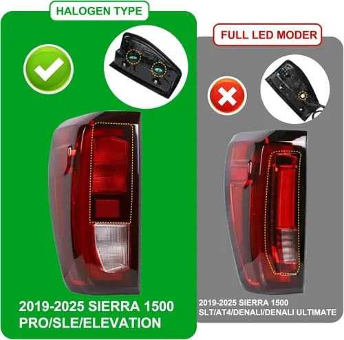 Miniatura 3 de Lochnchn Conjunto de luz trasera compatible con GMC Sierra 1500 2500HD 3500HD 2019-2025 Luz trasera del lado del conductor, luz trasera de repuesto