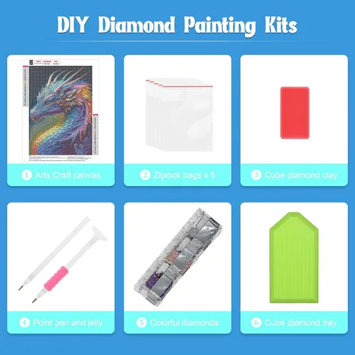 Miniatura 6 de NAIMOER Kits de pintura de diamante de dragón para adultos, kits de pintura de diamante de dragón 5D para adultos y niños, arte de diamantes