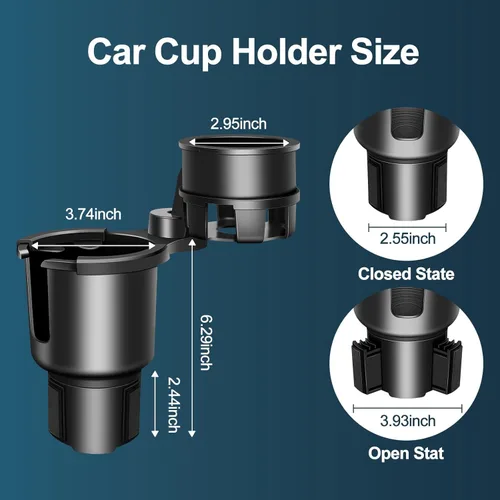 Miniatura 3 de JPart Expansor de portavasos para automóvil, expansor de portavasos con base de extensión ajustable y diseño de rotación de 360°, se adapta a tazas