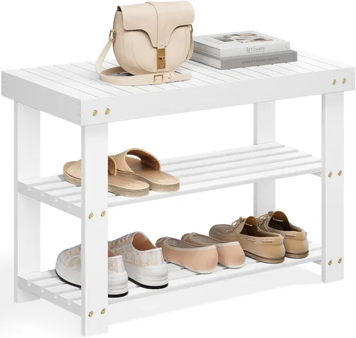 Miniatura 11 de SONGMICS Estante para Zapatos con Banco, Organizador de Almacenamiento de Zapatos de Bambú de 3 Niveles, Banco de Entrada, Soporta hasta 286 lb