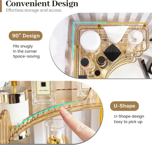 Miniatura 4 de Aveniee Organizador de Esquina para Encimera de Baño, Estante de Encimera de Baño Organizador de Maquillaje para Tocador, Bandeja de Perfume