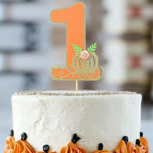 Miniatura 4 de Decoración para pastel de calabaza pequeña – Decoración para tarta de primer cumpleaños para niño/niño, decoración de fiesta de primer cumpleaños