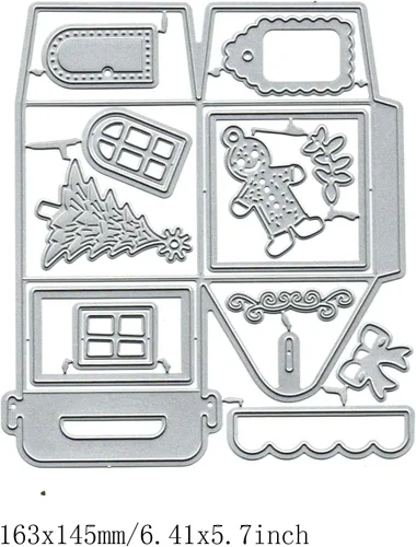 Miniatura 2 de Caja de Navidad para puerta de árbol troquelada de metal, caja de regalo de dulces de Navidad, plantillas cortadas, álbumes de recortes, álbum