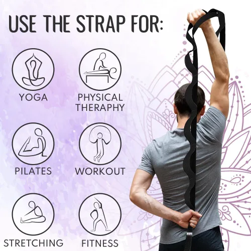 Miniatura 7 de TECEUM Stretching Strap with 10 Loops for Physical Therapy & Rehab Non-Elastic Yoga Stretch Band for Hamstring, Leg, Hip & Knee Rehab, Pilates