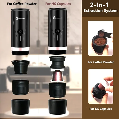 Miniatura 3 de Black Fast - Cafetera portátil de 3 minutos para café expreso con autocalentamiento en cualquier lugar con estuche de viaje incluido, funciona