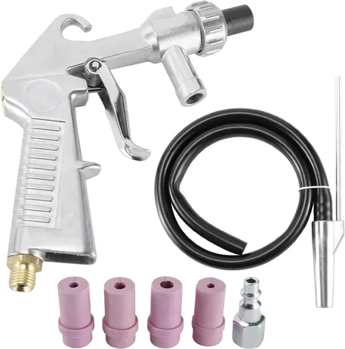 Kit de pistola de arena, pistola de chorro de arena para gabinetes de chorro de arena, medios abrasivos, eliminación de óxido con manguera, punta de