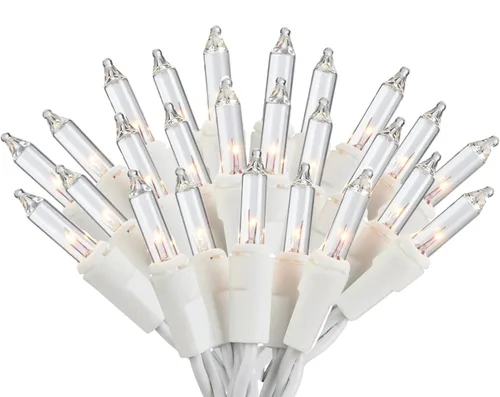Miniatura 4 de 100 luces de color blanco transparente Ultra-Brite con cable blanco, para exterior e interior, certificación UL