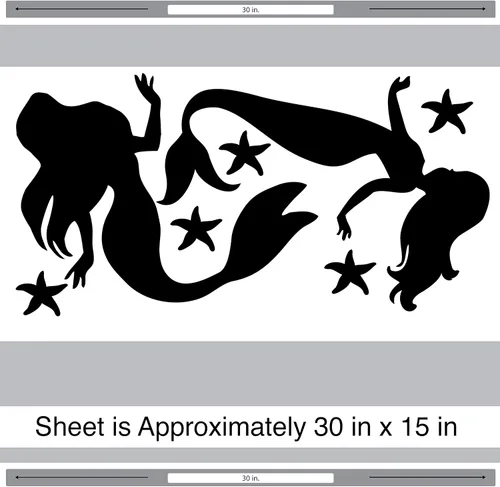 Miniatura 2 de Juego de adhesivos de pared con silueta de sirena (gris)