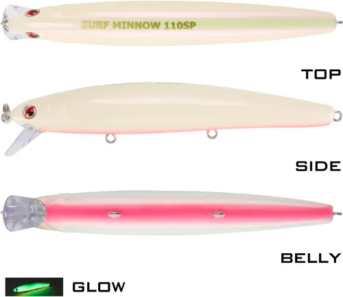 Miniatura 5 de LITTMA Señuelos de pesca de surf de California Señuelos de pesca de agua salada Jerkbait Crankbait Surf Minnow 110 - Sardina metálica Super Glow