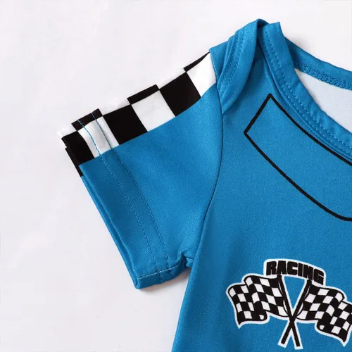 Miniatura 5 de Traje de primer cumpleaños para bebé niño, ropa de cumpleaños de un año, mameluco de conductor de coche de carrera para primer cumpleaños