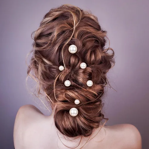 Miniatura 3 de OIIKI 12 horquillas para el pelo de perlas, pinzas para el pelo de perlas, 3 tamaños de pasadores de perlas, pasadores decorativos de boda