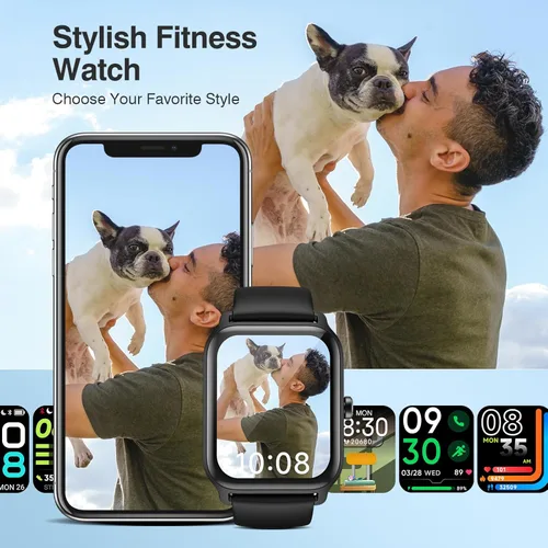 Miniatura 8 de Relojes inteligentes para mujeres y hombres, pantalla táctil HD de 1.85 pulgadas con alertas de llamadas y mensajes, monitor de frecuencia cardíaca