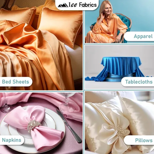Miniatura 4 de Ice Fabrics The Yard - Tela de satén elástica Charmeuse de 58/60 pulgadas de ancho, sedosa y suave para coser ropa, vestidos, vestidos de noche