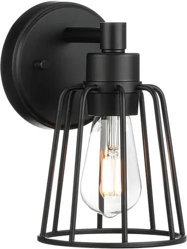 XiNBEi Lighting Aplique de pared, apliques de jaula vintage, iluminación de pared, lámpara negra de granja XB-W1287-1-MB