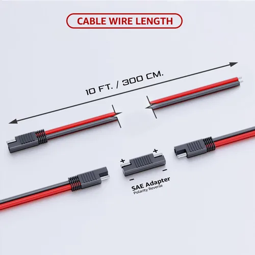Miniatura 3 de MADCATZ Cable de extensión de conector SAE de 2 pines de 10 pies y 14 AWG, enchufe de desconexión rápida para automóviles, panel solar, batería