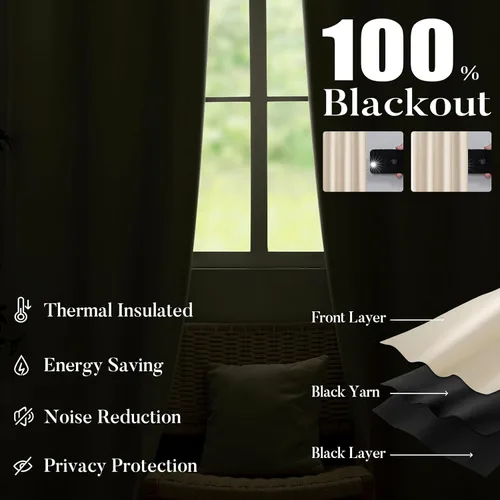 Miniatura 3 de WUBODTI - Cortinas opacas 100% crema para dormitorio o sala de estar de 84 pulgadas de largo, 2 paneles, cortinas modernas de aislamiento térmico