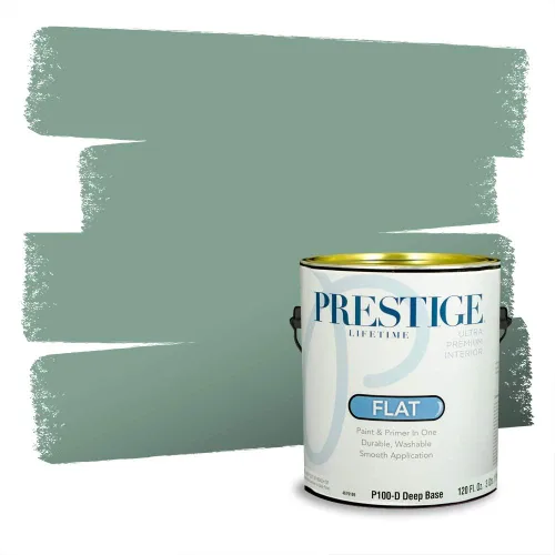 Miniatura 185 de Prestige Paints - Pintura exterior e imprimación en uno, 1 galón, plano, compatibilidad comparable con el color menta «Whipped Mint» de Behr