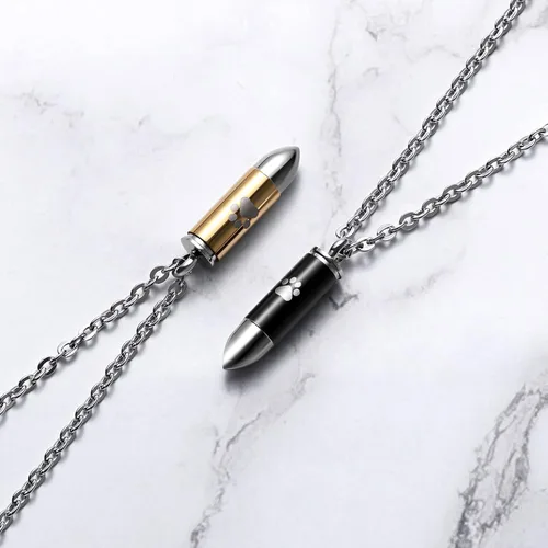 Miniatura 6 de 2PCS Cremation Jewelry for Ashes for Pet Dog Cat Paw Print Pendant Urn Necklace for Ashes for Men Stainless Steel Memorial Necklace Cremation