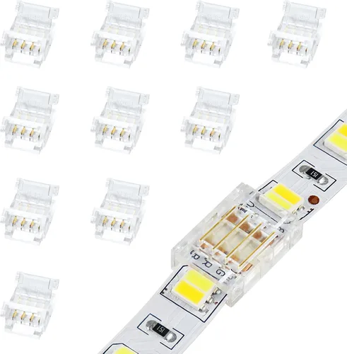 Miniatura 9 de LightingWill Conectores LED de 2 pines de 0.315 in, 10 unidades, conector de tira a cable, transparente, sin soldadura, conector de luz de cinta