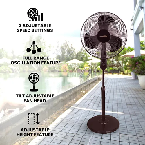 Miniatura 2 de HomePointe FS40-19MB Ventilador Oscilante de Soporte, Negro, 16 In. - Cantidad 1