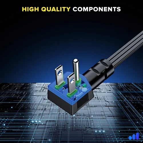Miniatura 9 de Maximm Cable de extensión de 15 pies, calibre 16, enchufe plano pequeño y diseño de cable plano que ahorra espacio, 125 V, 13 A, 1625 W, 3 clavijas