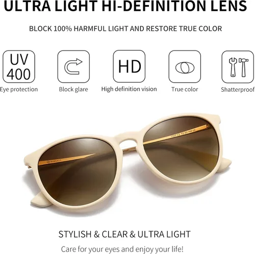 Miniatura 2 de SUNGAIT Gafas de sol redondas vintage para mujeres y hombres, estilo clásico retro