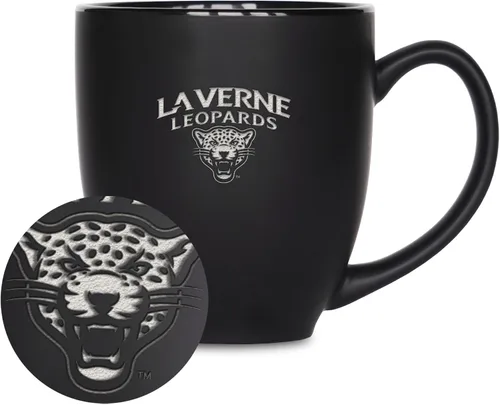 Miniatura 130 de Rico Industries - Taza de cerámica mate negra con grabado láser estándar de 15oz para NCAA (escuelas T & U) - Para bebidas calientes o frías