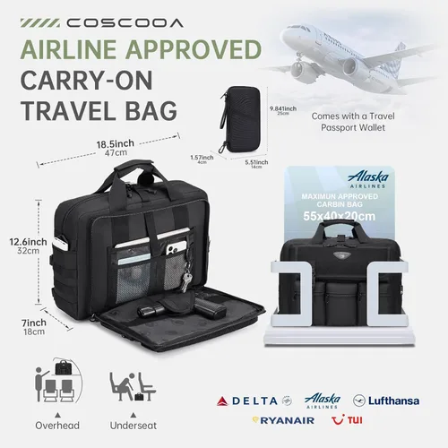 Miniatura 3 de Bolsa táctica grande para computadora portátil para hombres, bolsa militar de 17.3 pulgadas para computadora con cartera para pasaporte, bolsa