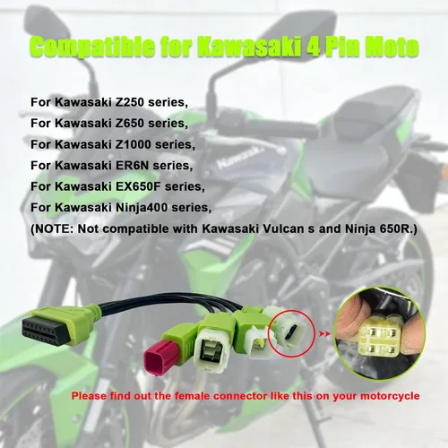 Miniatura 4 de Cable de diagnóstico OBD2 de motocicleta 4 en 1, conector adaptador OBD de 4 pines+6 pines apto para motocicletas Kawasaki, Honda, KTM, Yamaha