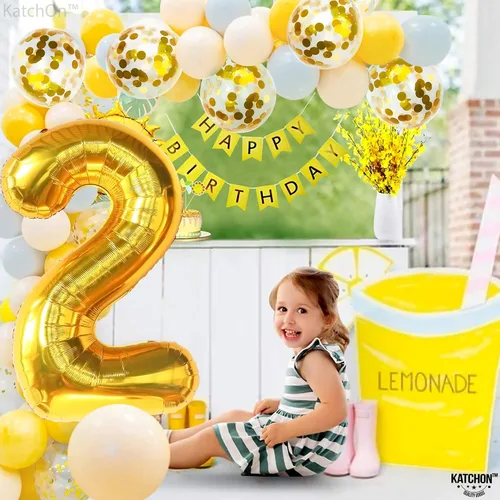 Miniatura 8 de KatchOn - Globos dorados en forma de números con látex, set de 0 a 9, varios tipos