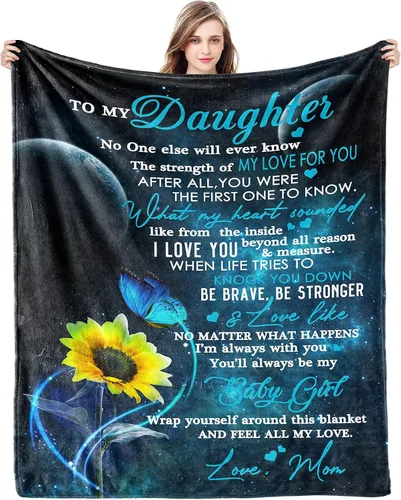 Regalo para mi hija manta de mamá como regalo de cumpleaños "Te quiero" para ella, franela ultrasuave forro polar ligera para cama (50x40 pulgadas,