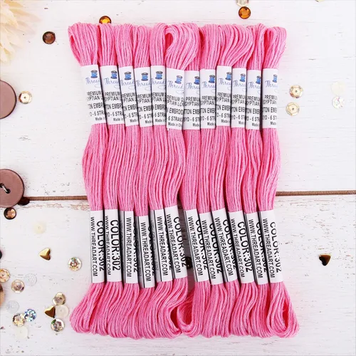 Miniatura 36 de 12 madejas ThreadArt Premium de hilo de bordar de algodón egipcio de fibra larga Gris antiguo 6 hilos divisibles de 8.75 yardas cada uno