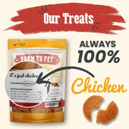 Miniatura 2 de Farm To Pet - Golosinas de entrenamiento para perros - Chips de pollo, un solo ingrediente - 4 onzas, magras, totalmente naturales, golosinas