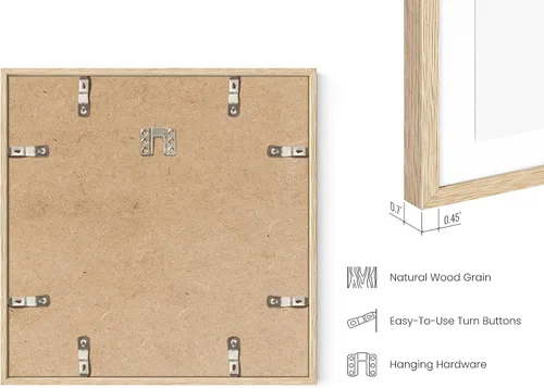 Miniatura 3 de HAUS AND HUES Portarretratos de madera de roble beige de 12 x 12 pulgadas, juego de 3, marcos cuadrados con paspartú, marcos minimalistas para fotos