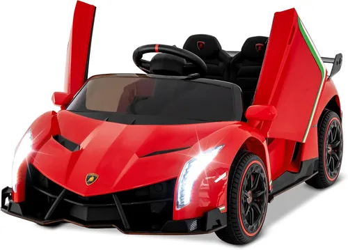 Miniatura 10 de Costzon - Automóvil de paseo con licencia Lamborghini de 12 V, 4 ruedas motrices, deportivo con control remoto, 3 velocidades, puertas hidráulicas