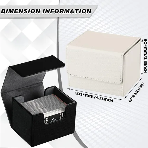 Miniatura 2 de Weewooday 2 cajas de cartas de cuero de gran tamaño para más de 100 cartas con funda para juego coleccionable, compatible con Mtg Tcg
