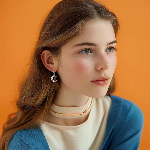 Miniatura 257 de Aretes colgantes de plata de ley con diseño de árbol de la vida, flor, abeja, animales, gato, colibrí, piedra lunar, turquesa, aretes con cierre