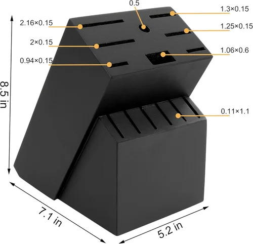 Miniatura 6 de RedCall Soporte Universal para Cuchillos, Bloque de Cuchillos de Madera Bambú Grande sin Cuchillos, Soporte Universal para Cuchillos de 14 Ranuras