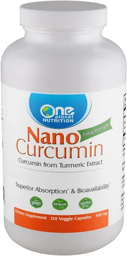 One Planet Nutrition Nano Curcumina 500 mg cápsulas vegetales (240 porciones), tamaño familiar, nano para alta absorción, apoya la salud