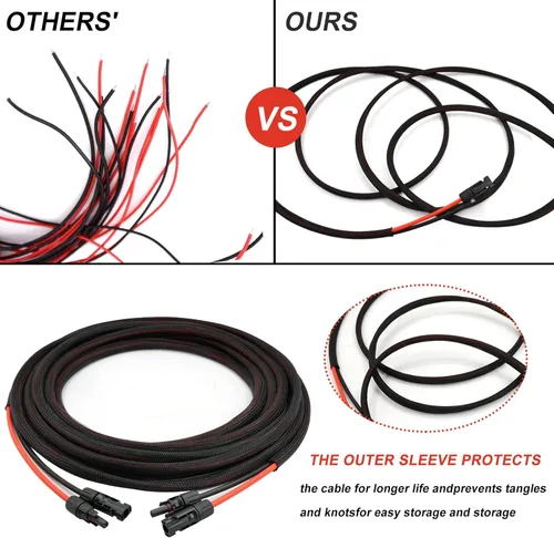 Miniatura 4 de Cable de Extensión Solar de Doble Hilo de 50 Pies - 10AWG (6mm) Negro y Rojo con Conectores de Panel Solar IP67 para Uso en Exteriores y Marino