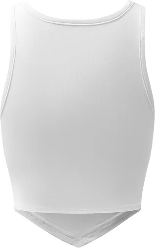 Miniatura 4 de OThread & Co. Camiseta corta sin mangas con cuello redondo para mujer, dobladillo asimétrico, básica, cómoda, elástica