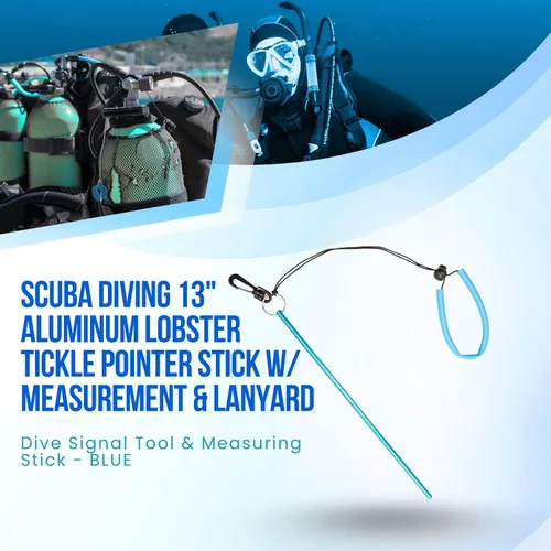 Miniatura 5 de Scuba Choice Aluminum Lobster Tickle Stick (13") with Measurement Marks and Safety Lanyard, Lightweight Durable Underwater Tool for Scuba Diving