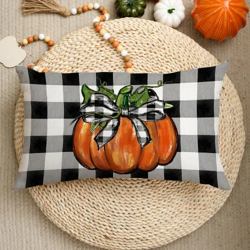 Miniatura 2 de AACORS AA166-12 - Funda de almohada de otoño de 12 x 20 pulgadas, diseño de lazo de calabaza, decoración de otoño, decoración de Acción de Gracias