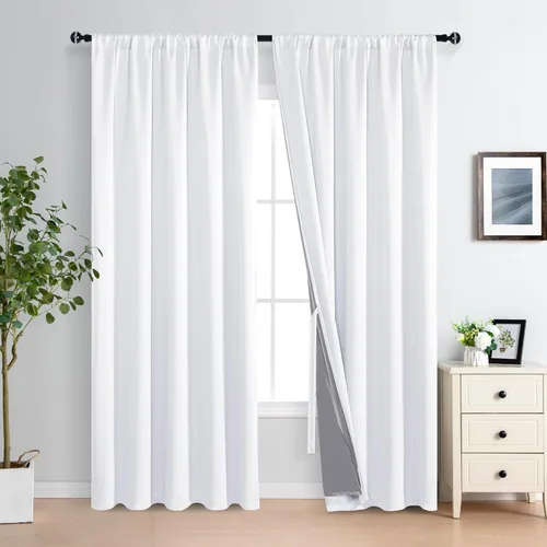 Miniatura 67 de XWZO Cortinas Opacas 100% Blancas - Cortinas de Bloqueo Total de Calor y Luz con Forro Negro para Dormitorio/Cuarto de Lavado, Paneles de Ventana
