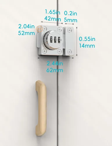 Miniatura 2 de Cerradura de combinación de puerta unidireccional, plata, sin llave, 1000 combinaciones de contraseñas plateado